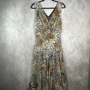 Chris McLaughlin Dress Womens 14 Brown Leopard Print Sleeveless Whimsigoth Fairy